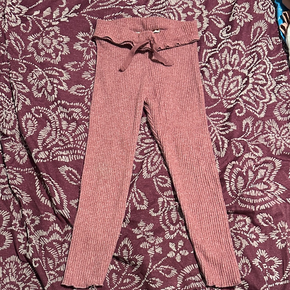 Zara Dusty Pink Ribbed Kids Leggings
